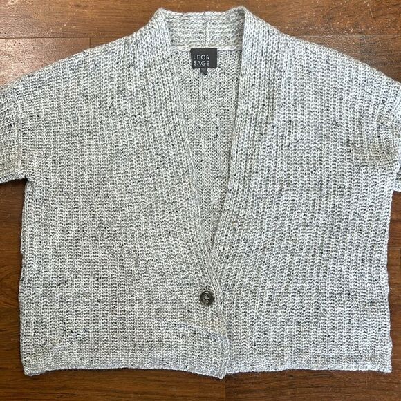 Leo & sage one button gray sweater cardigan oversized wool mohair size large - Picture 3 of 13